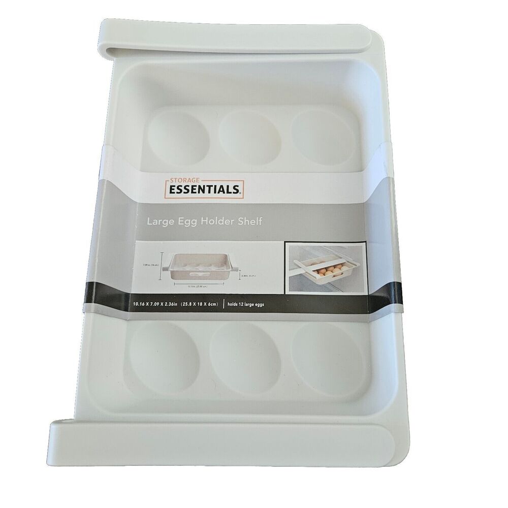 Storage Essentials Large 12 Egg Holder Shelf Kitchen Refrigerator Organization